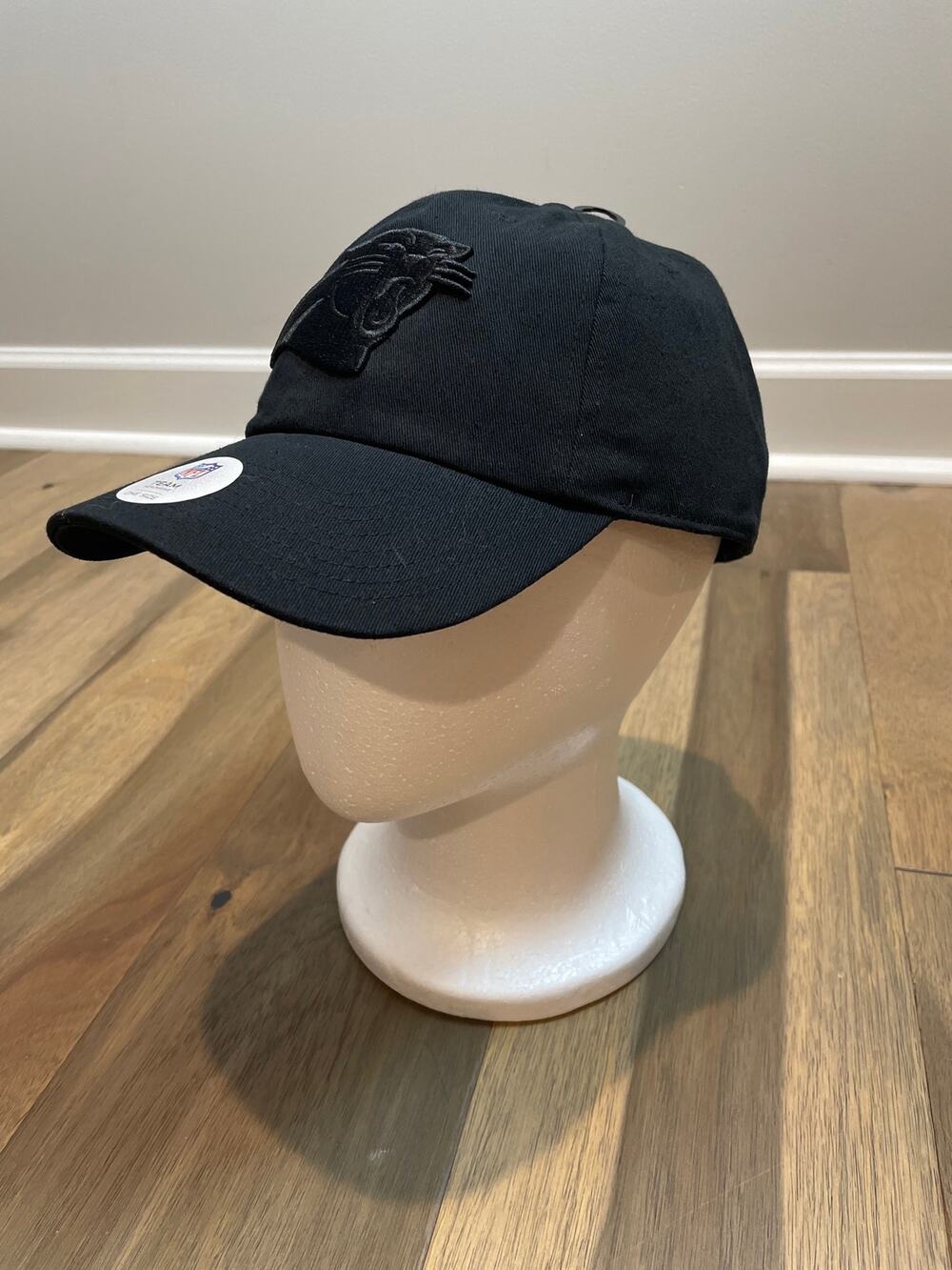 NFL Team Apparel Panthers Hat One Size Black Adjustable Strap New With Tag